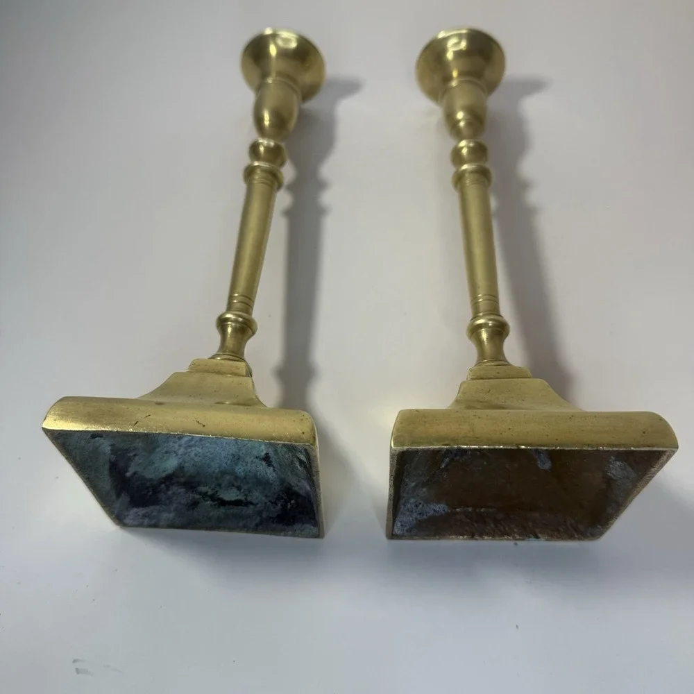 Vintage Pair Of Solid Brass Candle Stick Holder 9.5